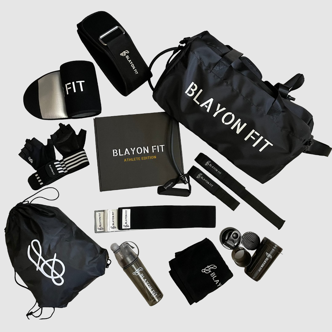 A complete gym kit set that has all the gym accessories and gym equipment you need. From gloves and protein shakers to bags, resistant bands, and lifting belts. Our kit is being used by men and woman athlete around the world. Blayon Fit is the first fitness brand worldwide to offer a premium quality gym set pack.