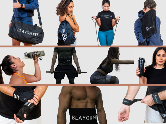 A complete gym kit set that has all the gym accessories and gym equipment you need. From gloves and protein shakers to bags, resistant bands, and lifting belts. Our kit is being used by men and woman athlete around the world. Blayon Fit is the first fitness brand worldwide to offer a premium quality gym set pack.