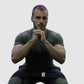 man using black light fabric resistant bands for  home workout 