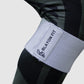 man using white heavy fabric resistant bands for  home workout 